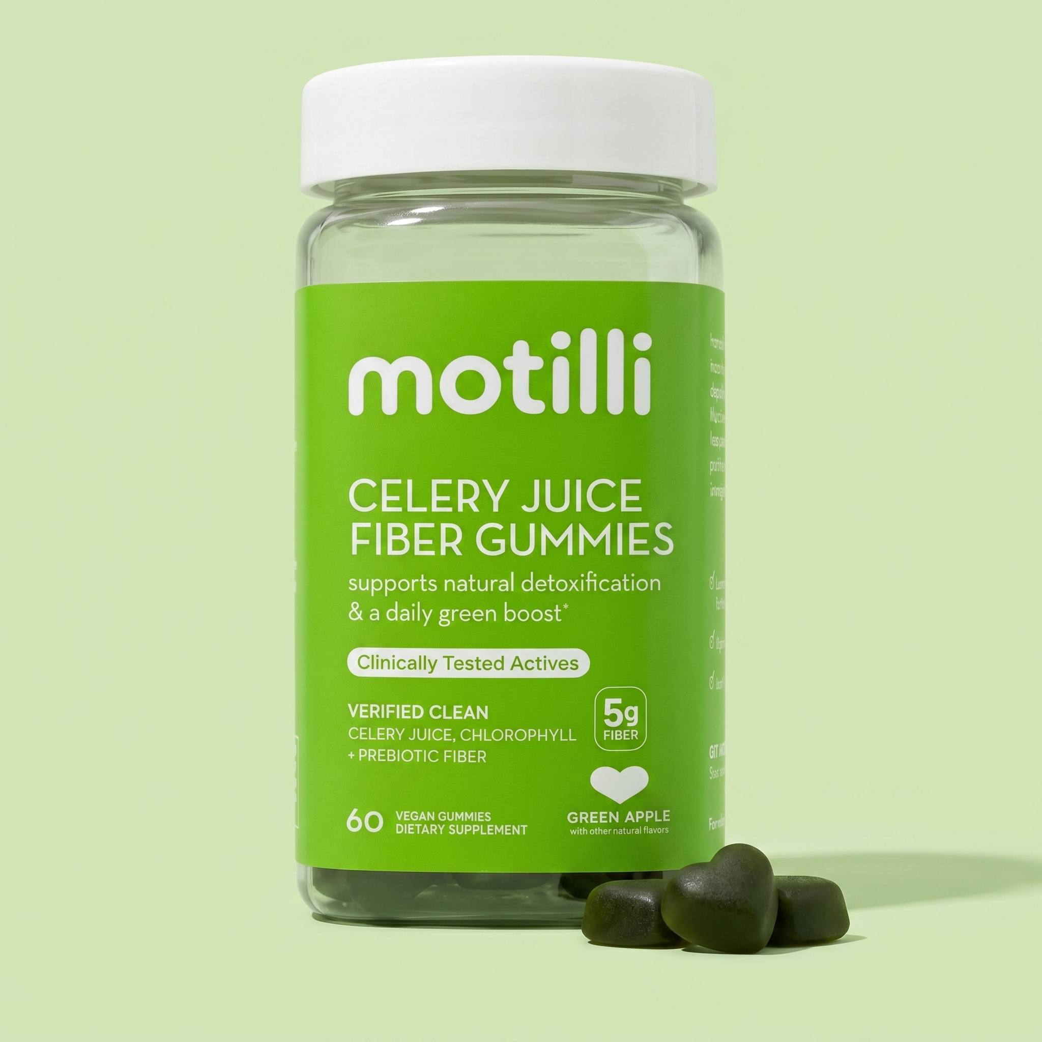 Motilli Celery Juice Fiber Gummies — bottle of sixty